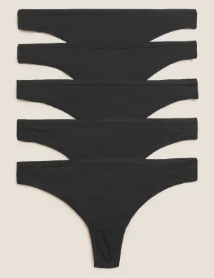 5 pcs. Marks & Spencer low rise microfiber thong No VPL, black