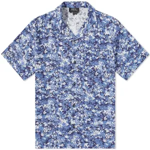 A. Lloyd Camo Floral Short Sleeve Shirt, Blue