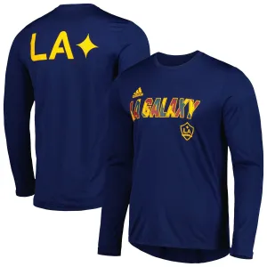 adidas Men's Navy LA Galaxy Long Sleeve Hook Tee AEROREADY